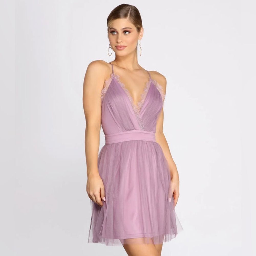 Windsor Mauve Lace Detail Dress